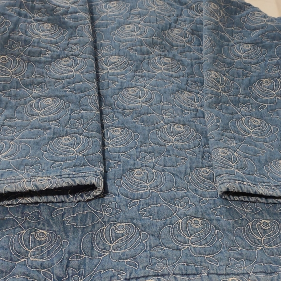 Denim&Co Car Length Lined Jacket/Coat with White Stitching Embroidery - Picture 2 of 7